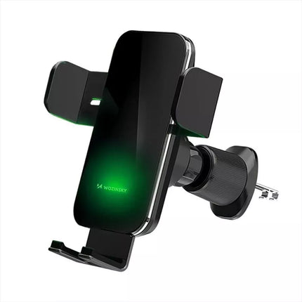 Wozinsky WEDZ-3Y8S automobilinis spaustuvinis laikiklis su 15W induktyviu įkrovikliu telefonui ant oro ortakio - juodas