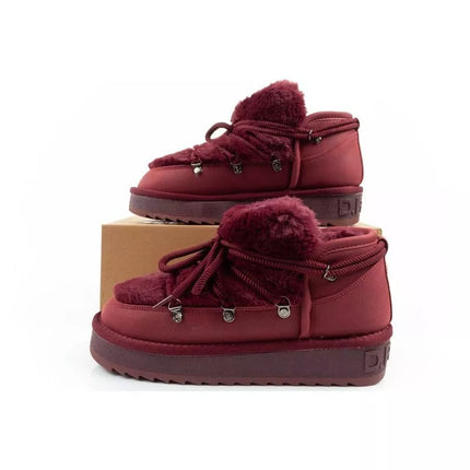 D.Franklin women's winter snow boots, fashionable fur lining, burgundy