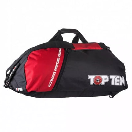 TOP TEN sportinis krepšys su kuprinės funkcija 70 x 35 cm TOR-P2 MMA juoda ir raudona