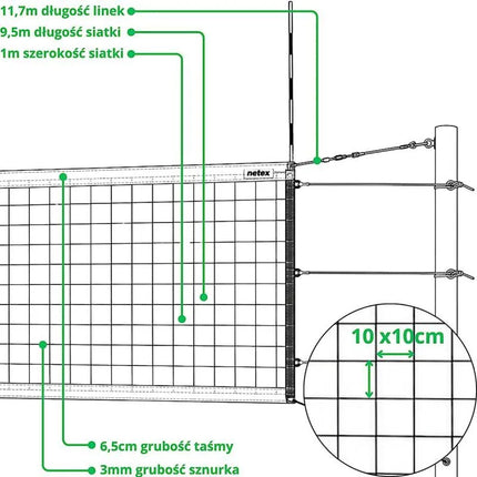 PROFESSIONAL VOLLEYBALL NET WITH ANTENNAS BLACK IV mlw NETEX