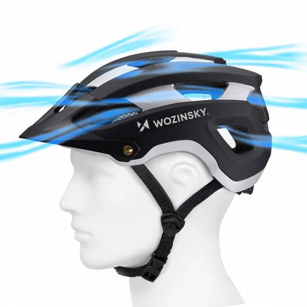 Wozinsky MTB dviračio šalmas su nuimamu vizieriumi, lengvas L - juoda ir sidabrinė