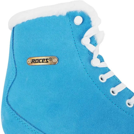 Roces Suede Eco-Fur Figure Skates Blue and White 450702 004