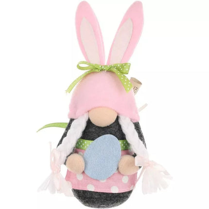 Gnome Kiškutė 20cm Rožinė su maišeliu Pavasario puošmena