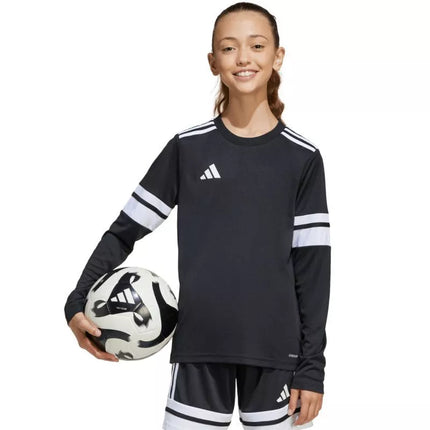 Vaikiškas adidas Squadra 25 džersis ilgomis rankovėmis, juodos ir baltos spalvos JJ0047