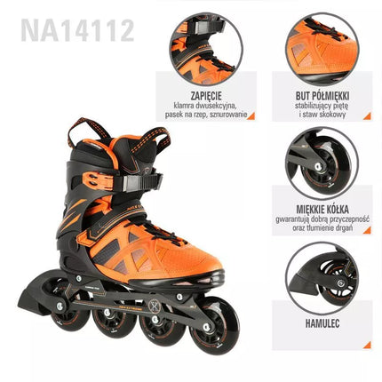 Riedučiai NILS Extreme NA14112, juodi ir oranžiniai, 39 dydis