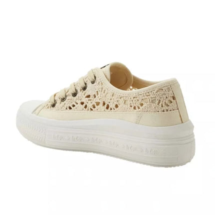 Lee Cooper women's shoes sports sneakers beige platform lace