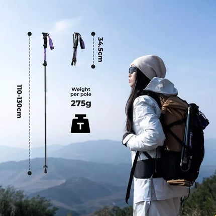 Qunature Nordicinio vaikščiojimo lazda Aliuminio 110 - 130 cm 1 vnt. - Violetinė
