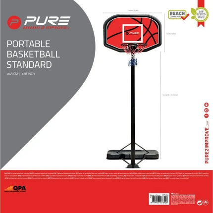 PURE 2 IMPROVE ADJUSTABLE BASKETBALL SET 1.90-3.04M