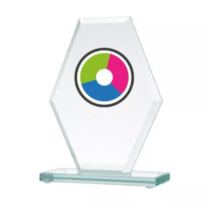 Glass trophy with LuxorJet color print