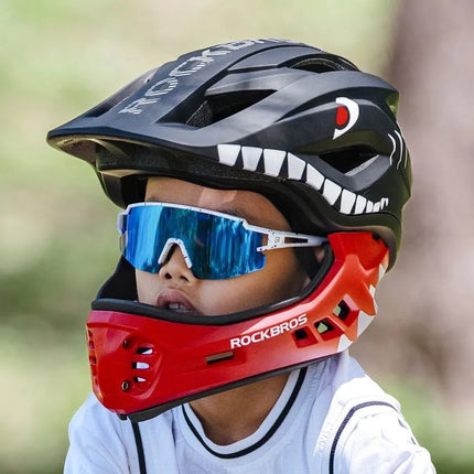Rockbros TT-32005 Shark Children's Bike Helmet with Detachable Jaw Size M (54-58) - Black