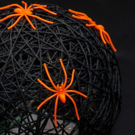 Dekoratyvinė rutulinė lemputė su voro LED, 15cm, Helovino, juoda