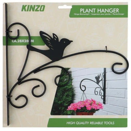 KINZO METALINIS AUGALŲ PAKABAS JUODAS 28X25CM