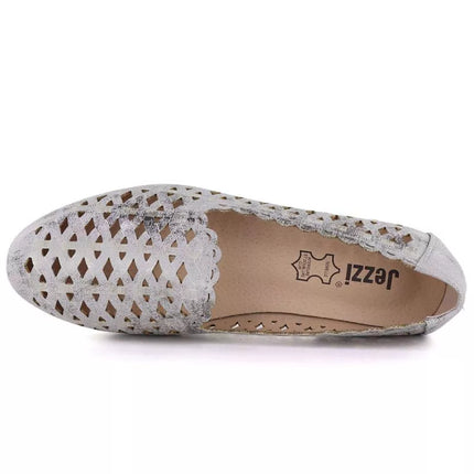 Women's openwork gray and silver shoes Jezzi ASA222