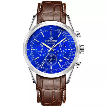 Giewont Chronograph Safyro Sidabrinis Mėlynas Vyriškas Laikrodis GW7650-A5