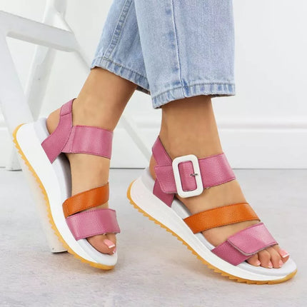 Rieker W2950-31 Women's Pink Leather High Heel Sandals