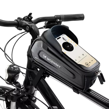 Wozinsky dviračio tašytė ant rėmo, šarvuota, su kišene telefonui, 1.7 l - juoda