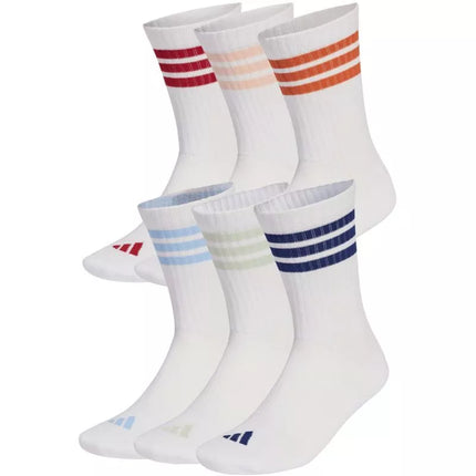 Adidas 3 juostelių Essentials su paminkštinimu vidutinio ilgio kojinės, 6 poros, baltos KE5493