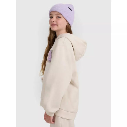 Girls' sweatshirt with hood, open, 4F 4FJRAW25TSWSF2294-11S