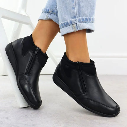 Rieker 47270-00 comfortable black waterproof leather women's ankle boots
