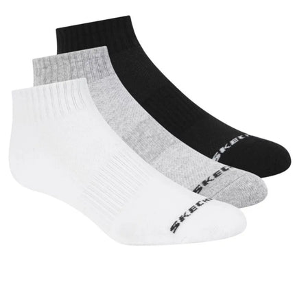 Skechers 3 porų unisex kilpinės medžiagos trumpaaulės kojinės S111035-107 baltos 43-46