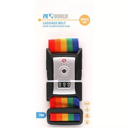 UNIVERSAL SECURITY STRAP FOR SUITCASE 180x5CM WITH PROWORLD CODE MULTICOLOR