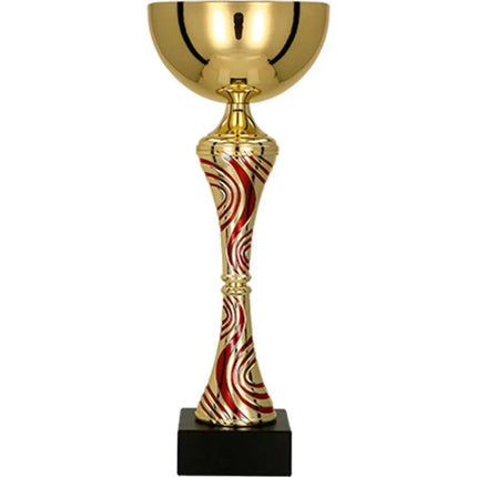 Gold and red metal cup