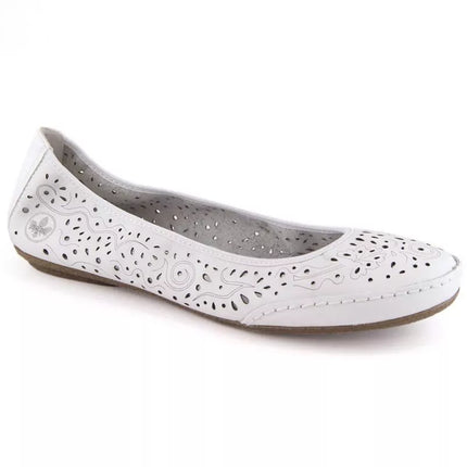Rieker W RKR649 patogūs odiniai atvirų pėdų (perforuoti) bateliai, balti