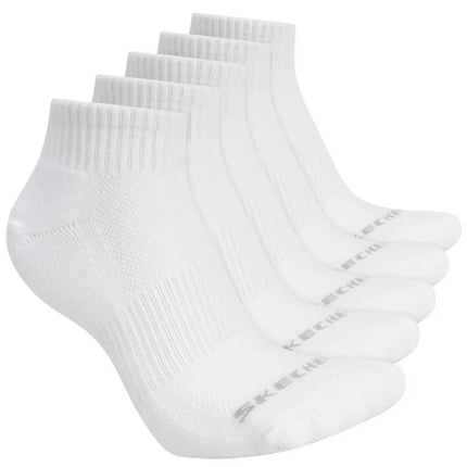 Skechers 5 porų unisex 1/2 terry tipo ketvirčio ilgio kojinės S602095-100 baltos 39-42