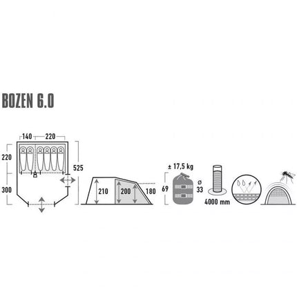 High Peak Bozen 6.0 šeimos palapinė 11837