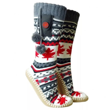 GLOVII HEATED POWER BANK SLIPPERS UNI SIZE (36-43), NORWEGIAN PATTERN, BATTERIES AND CHARGING CABLE INCLUDED, GOBM