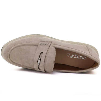 Women's suede moccasins in beige Vinceza 62273