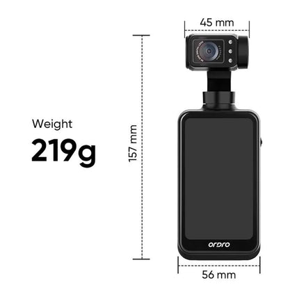 Ordro Pocket M5 3 ašių gimbalio kamera, 5K, vlogams ir „YouTube“ – Juoda