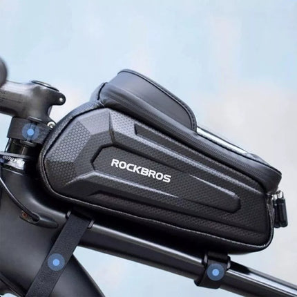 Rockbros B68-1 frame-mounted bicycle bag with phone pocket, 1.7l, black