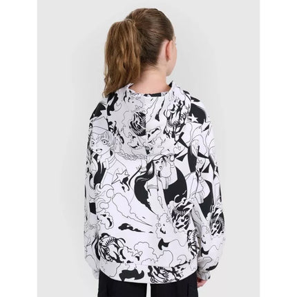 Negabaritinis T-shirt su spauda mergaitėms 4F 4FJRAW25TTSHF3069-90A