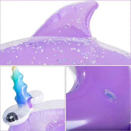 INFLATABLE RING 89x64.5CM WHALE GLITTER 35641