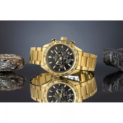 Vyriškas laikrodis Giewont Chronograph Safyro Auksinis Juodas GW9580-B4