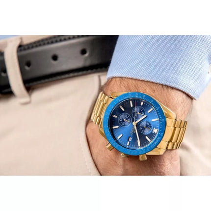 Vyriškas laikrodis Giewont Chronograph su safyro stiklu, auksas, mėlynas, GW8720-B6