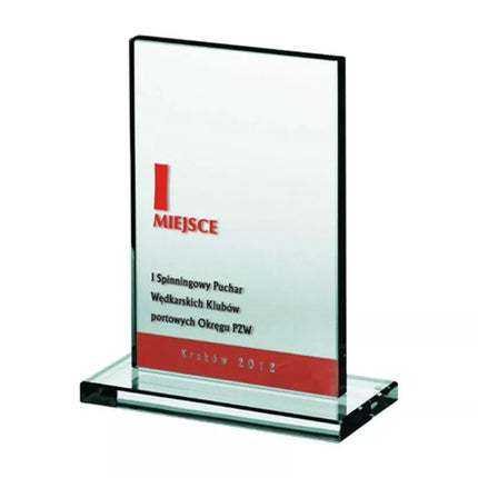 "Glass trophy engraved + paint filled Glass trophy engraved + paint filled"