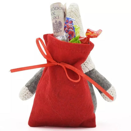 Dekoratyvinis Kalėdų Senelis su dovanų maišeliu 15cm Raudonas