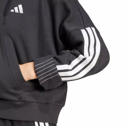 Moterims skirtas adidas Essentials 3 juostelių French Terry džemperis su puseniu užtrauktuku, juodas JN1956