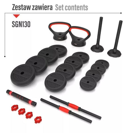 HMS SGN130 6-in-1 weight set (barbell, dumbbells and kettlebell) 30kg