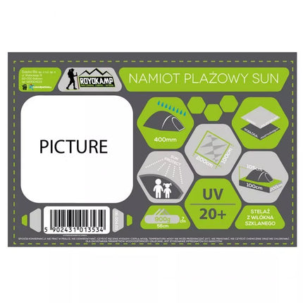 Saulės paplūdimio palapinė 200x100x105 Royokamp 1013534