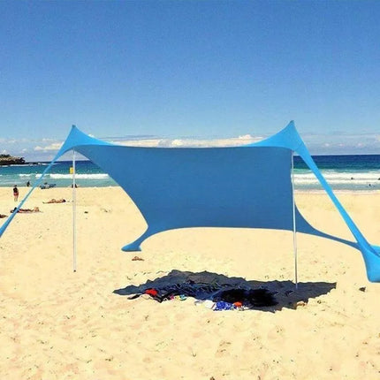 TURISTINĖ PAPLŪDIMIO PAVĖSINĖ, SKĖTIS NUO SAULĖS, SVORIS SU SMĖLIU, LYCRA 2.1X2X1.5M