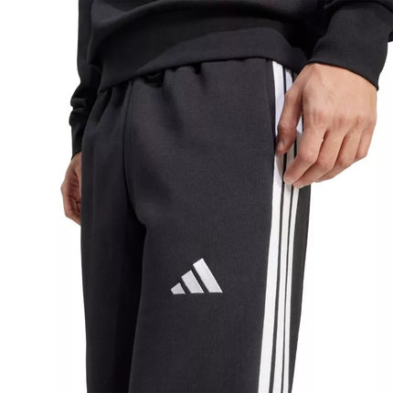 Vyriškos adidas Essentials Trijų Dryžių Fliso Kelnės Plačiomis Klešnemis Juodos JM1770