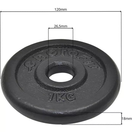Juodas 1 kg ketaus svoris ENERO FIT Ø26,5 (1 vnt.)