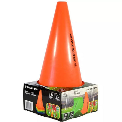 Treniruočių kūgių rinkinys, 23 cm aukštis, 10 vnt. DUNLOP