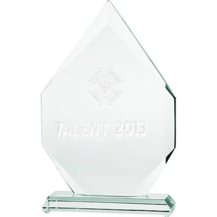 3D engraved glass trophy with case