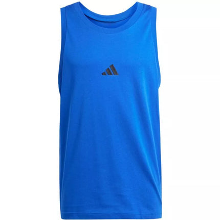 Vyriški adidas Essentials marškinėliai be rankovių su mažu logotipu mėlyni JE8978