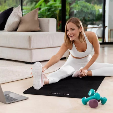 REBEL AKTYVUS GIMNASTIKOS kilimėlis JOGAI, PILATES, FITNESUI, 183x61cm, 6MM STORIO, TPE MEDŽIAGA RBA-3152-BK