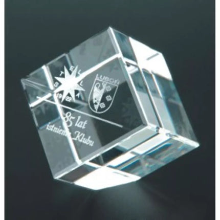 Engraved glass trophy with case